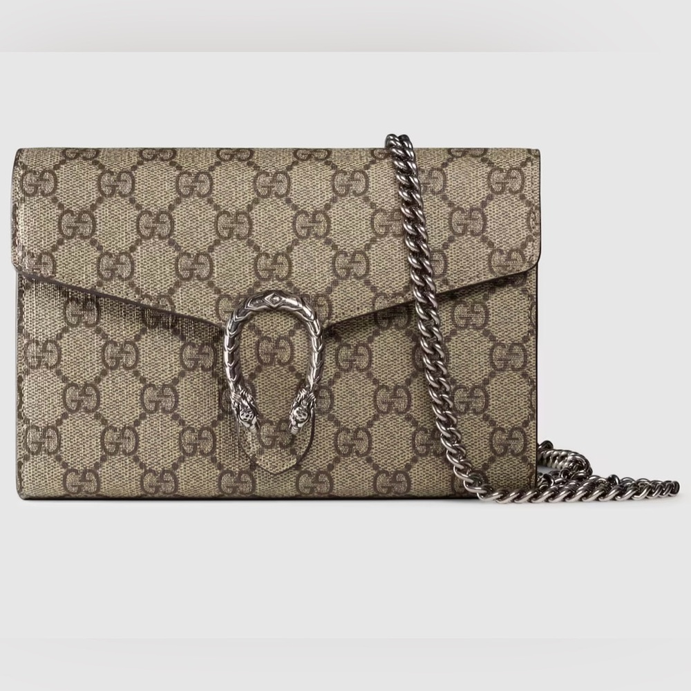 Gucci Dionysus Wallet on Chain, Beige, GG Canvas